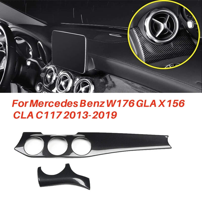 

2Pcs Dashboard Center Console Air Condition Outlet Panel Trim Strip For Mercedes Benz W176 GLA X156 CLA C117 2013-2019