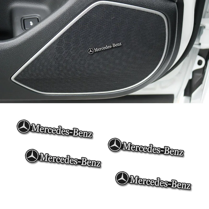 

4pcs Metal Car Audio Decoration Sticker For Mercedes Benz AMG W203 W206 W220 W205 W211 W212 W201 W210 W108 W1 Auto Badge Decal