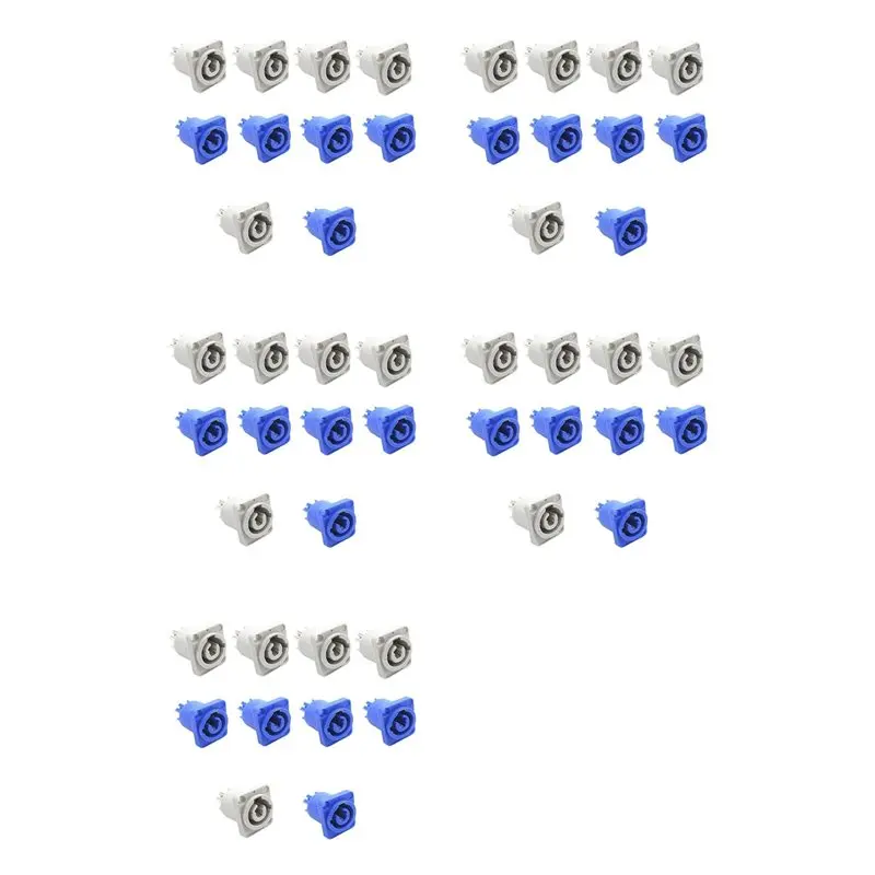 AA84 50Pcs 3 PIN 20A 250V AC Powercon Connector Socket NAC3MPA-1 NAC3MPB-1 Output Connector Blue And Grey White