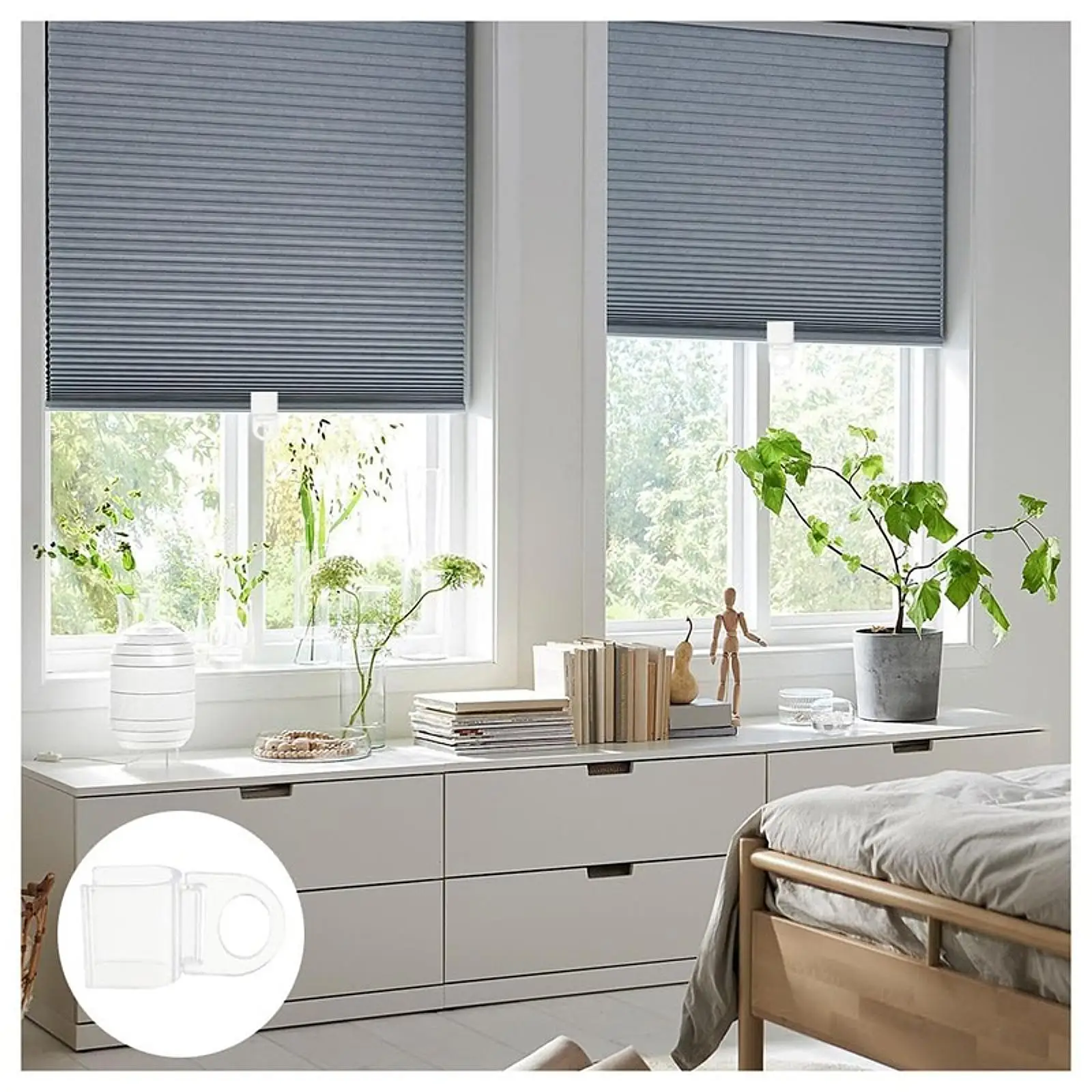 Roller Shades Pull Down Clips 5 Pack U Shaped Blind Grips Transparent Handle for Cordless Roller Curtains