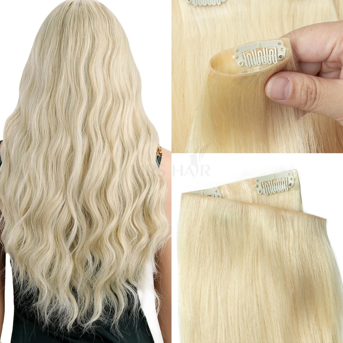 인비저블 PU 클립 인모 헤어 익스텐션 심리스 테이프 웨프트 리얼 & 소프트 테이프 웨프트 7개/세트 12-24인치 100g 120g 클립온 헤어