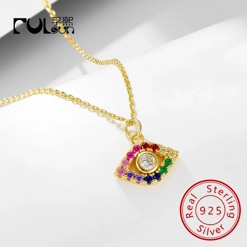 

Minimalist dainty diamond rainbow eye 18K gold jewellery necklace designs for women