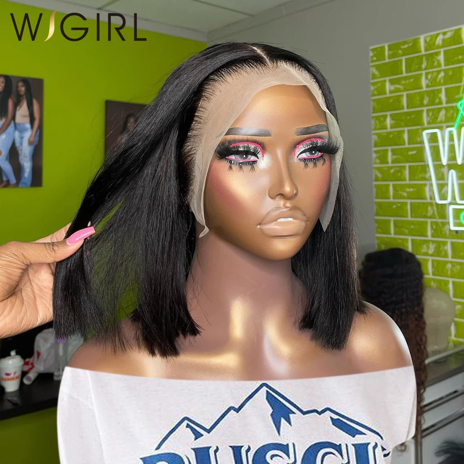 Wigirl Bone Straight Short Bob 13x6 Hd Lace Front Wig 13x4 Frontal Human Hair Wigs 5x5 Bob Glueless Wig Ready To Wear For Women