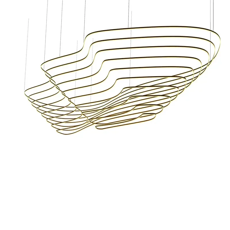 Hotel Lobby LED Ring Luxury Chandelier Modern Custom Office Villa Lights Minimalist Art Creative Irregular  Chandeliers