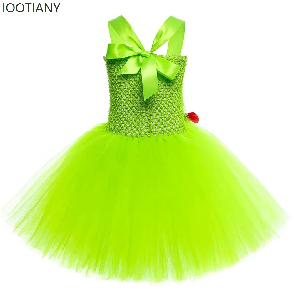 IOOTIANY 그린 산타클로스 코스프레 소녀 크리스마스 라인드 발레 튜튜 드레스 크리스마스 파티 무대 공연 의상 2025