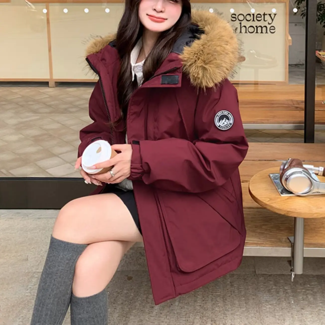 

Parkas Womens Femme Winter Flannel Quilted Gathered Waistband Turtleneck Elastic Tight Slimming Urban Lady’S Workwear Commuting