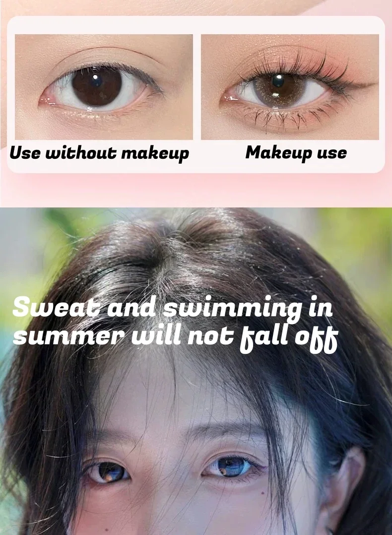 เทปติดตาสองชั้นแบบใส 240 ชิ้น ลายลูกไม้ธรรมชาติ แถบสีเบจโปร่งใส แต่งตาแบบธรรมชาติพร้อมอุปกรณ์