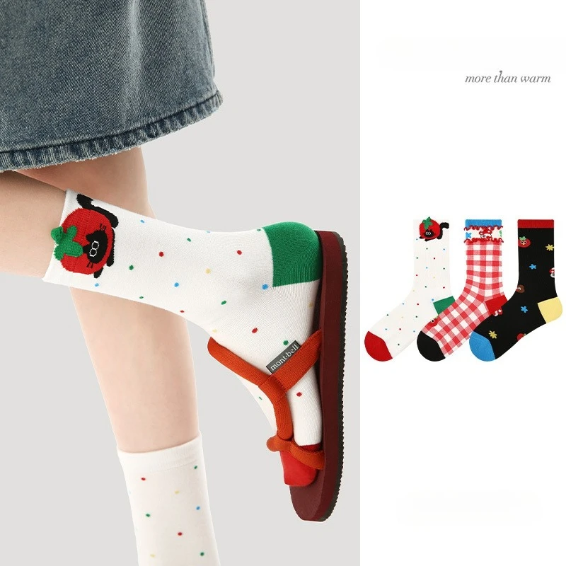 3 paires de chaussettes chat pour femmes, chaussettes Coquette mi-tube, mode coton, bonneterie de haute qualité, hiver, printemps et automne