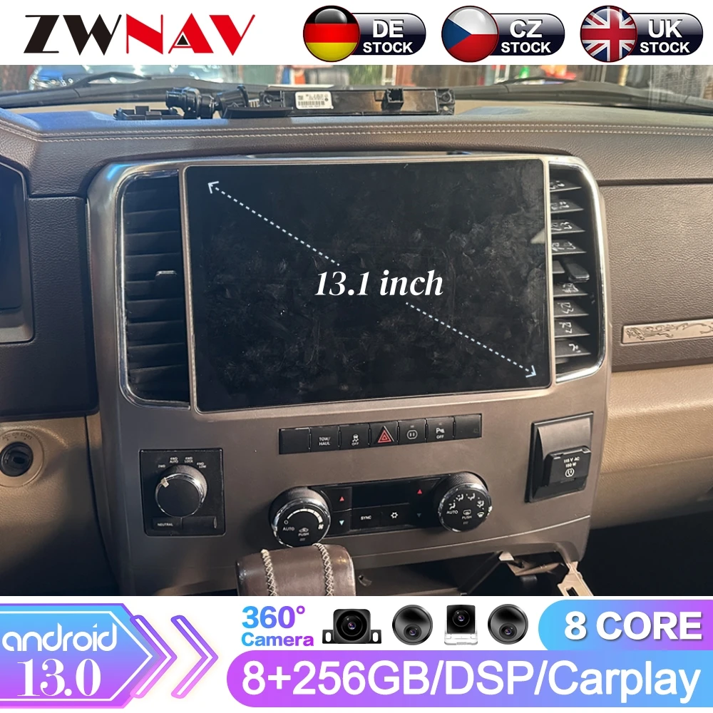 

256GB Android 13 Car Radio Stereo For Dodge Ram 1500 2500 3500 2008-2012 Carplay Android Auto 4G Car Multimedia Player GPS Navi