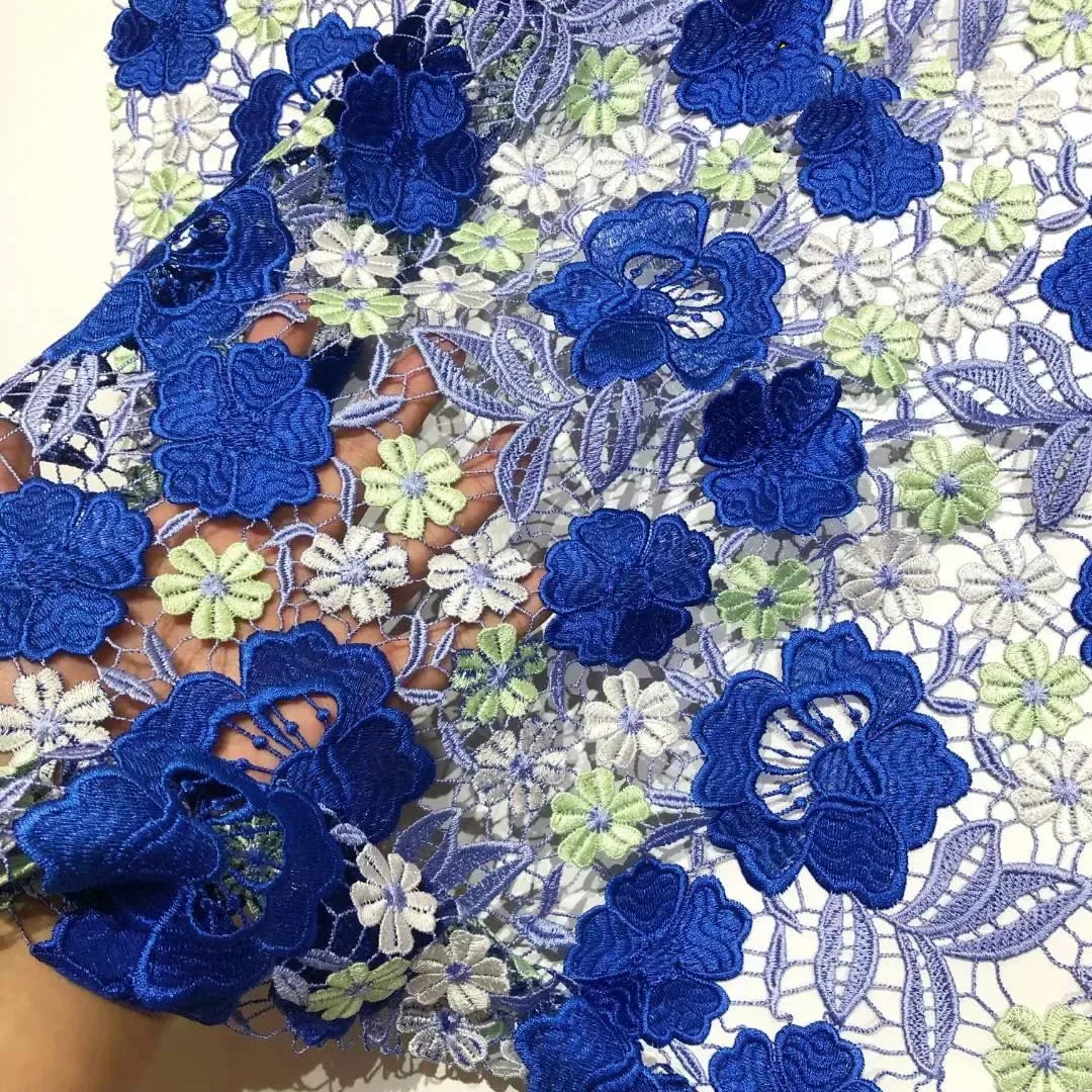 Colorful water-soluble lace Fabric/High quality Thread Embroiered Africa water-soluble For Ladies skirt/Dress /Party Design