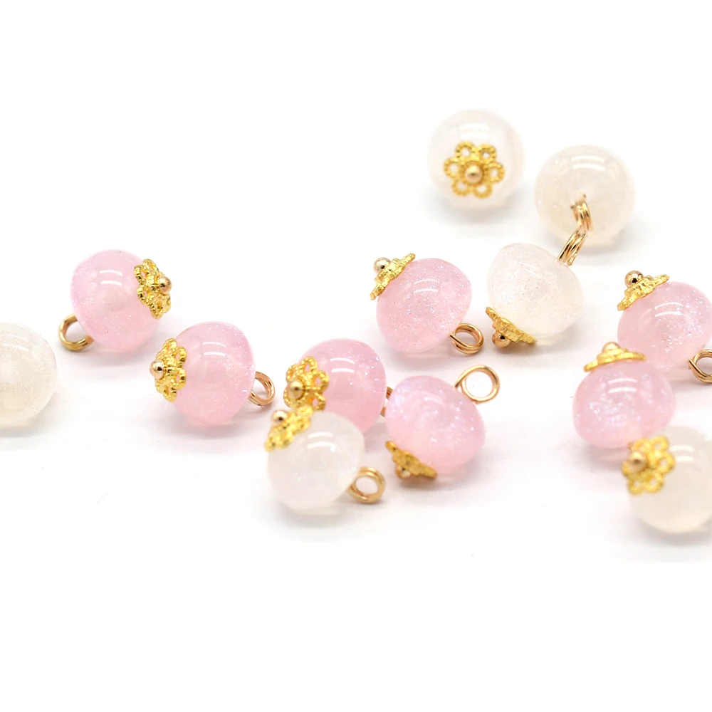 HENGC 10Pcs 10mm Flower Pearl Buttons for DIY Clothing Accessories Women Shirt Wedding Dress Skirt Sewing Supplies White Pink