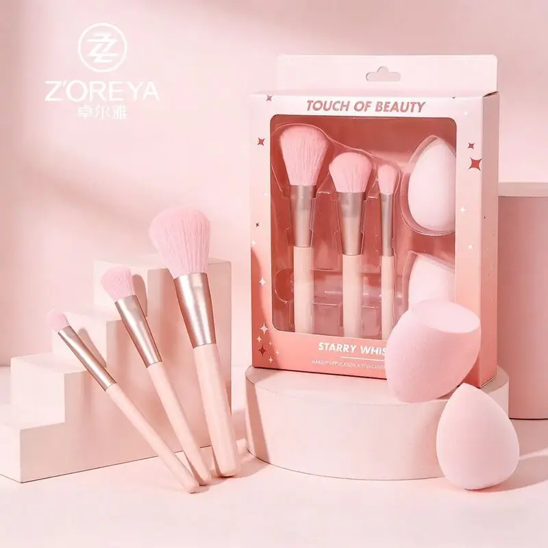 

Soft Bristle Eyeshadow, Blade Brush, Loose Powder, Blush, Contouring, Nose Shadow Makeup Brush Five-piece Brush Bag
