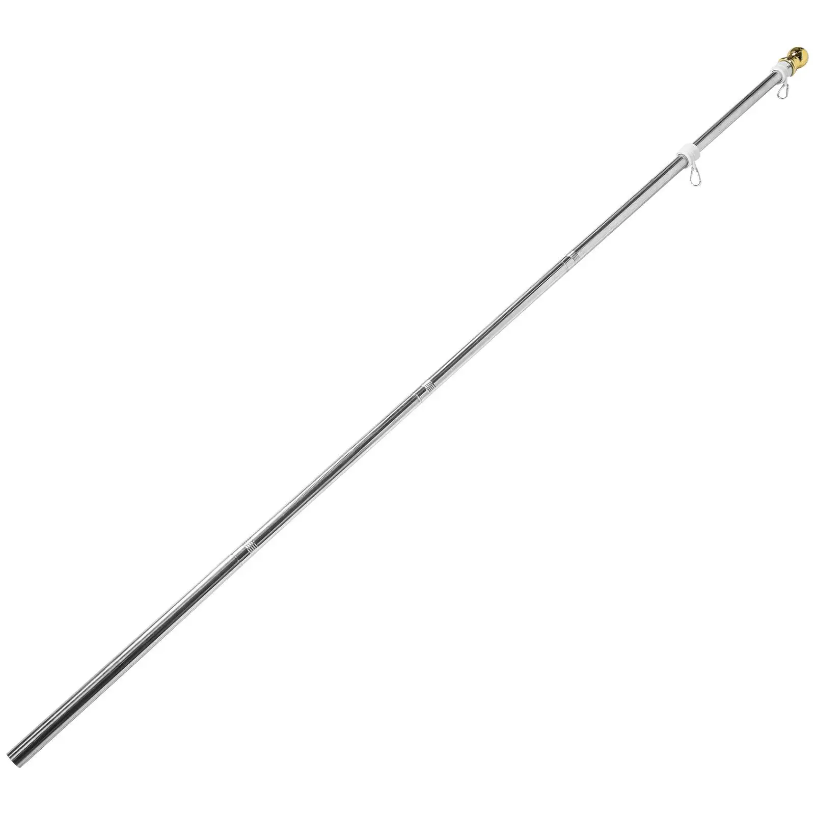 

Stainless Steel Flagpole 1.9m 5 Sections Rotating Weatherproof Outdoor Camping Race Event Banner Stand