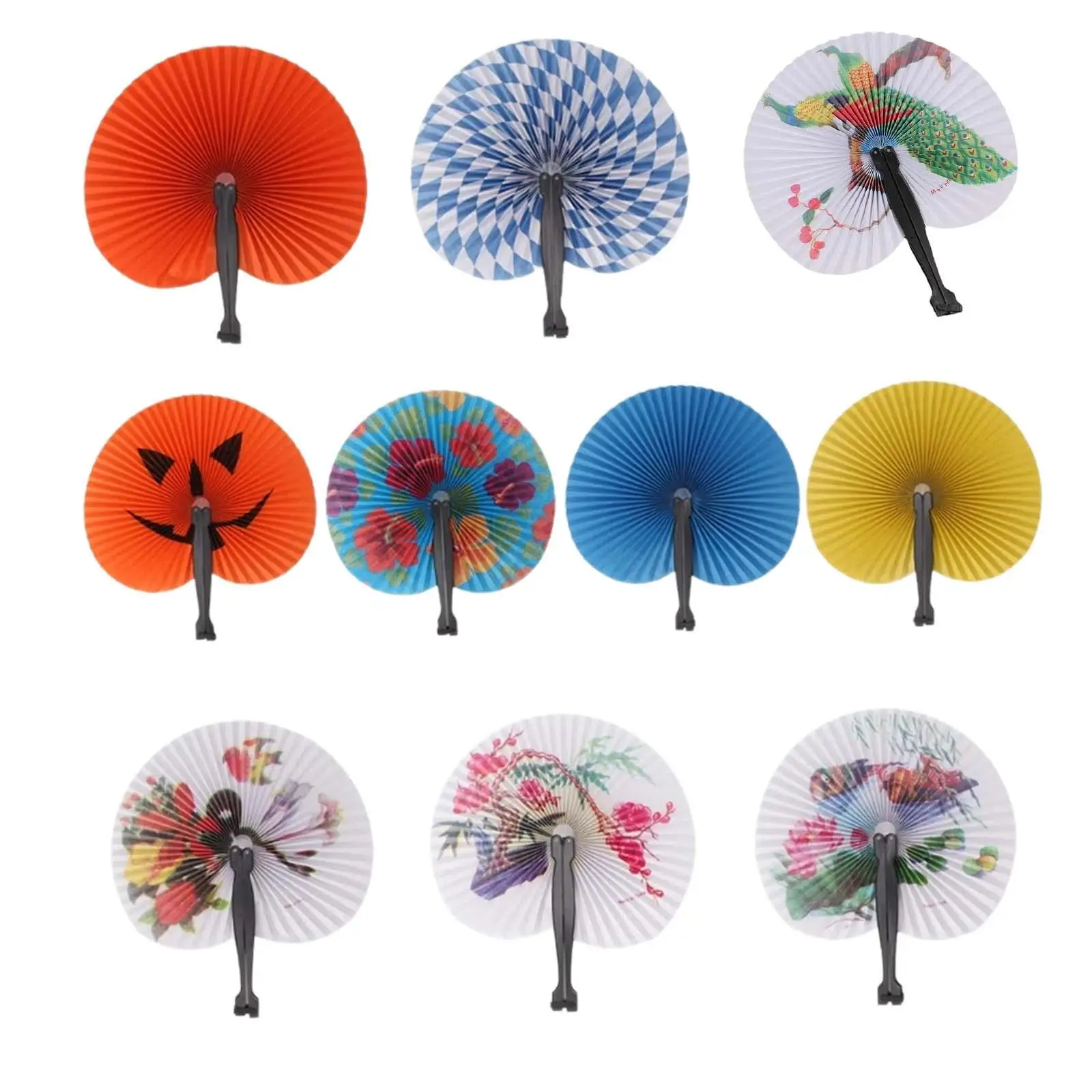 10x Folding Hand Fans Decorative Women Lady Chic Portable Handheld Fans for Rave Festivals Party Supplies Cosplay Dressing up