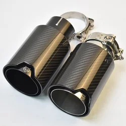 1Piece 93mm Outlet Car Universal M Performance Glossy Black Exhaust Pipe  Carbon Fiber Muffler Tip  For E63