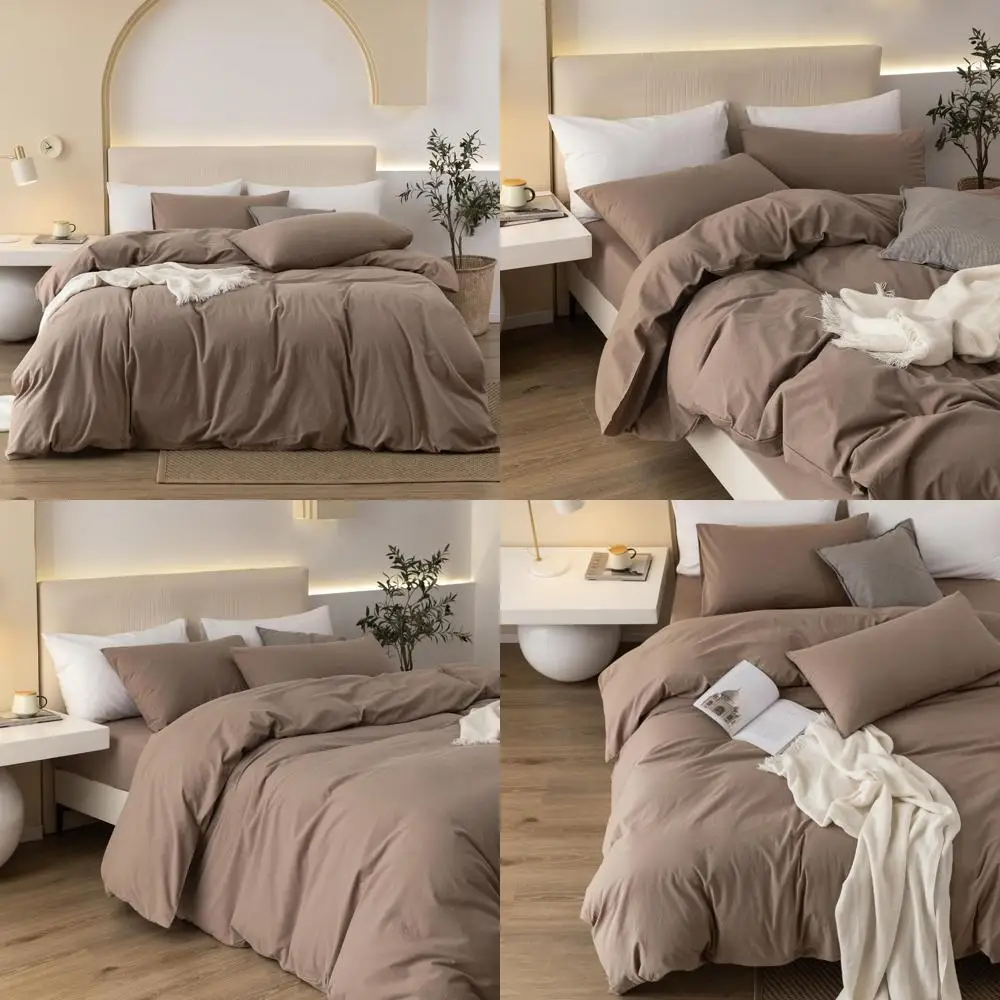 

JIYUAN 100% Washed Cotton Duvet Cover Set 3 Pieces King, 1 Duvet Cover 104x90 Inches(Comforter Not Included) and 2 Pillowcases,L