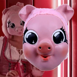 Killing Eve Villanelle Mask Cosplay Movie TV Kawaii Pink Pig Latex Headgear Animal Full Face Halloween Carnival Party Masks