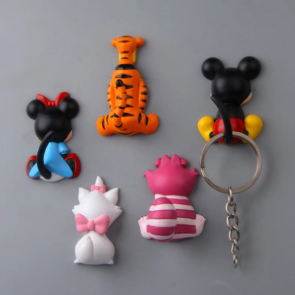 Cartoon Mickey Mouse Minnie Winnie The Pooh Fridge Magnet Stitch Tiger Magnetic Sticker Magnet Hook Storage Action Figures Toys