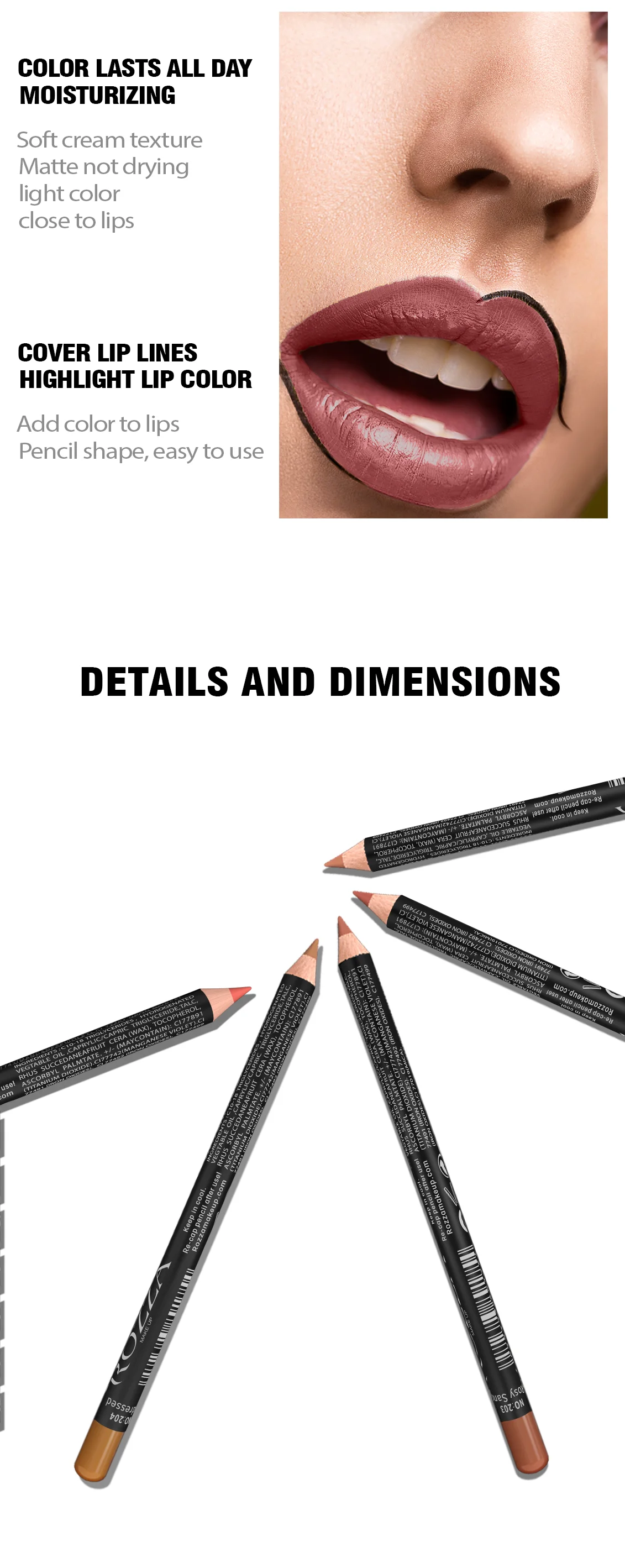 14-farbiger nackter, matter Lippenstiftstift, langlebiger, wasserfester Lippenstift, hochpigmentierter Lipliner, Lippen-Make-up-Werkzeug – Detail 3