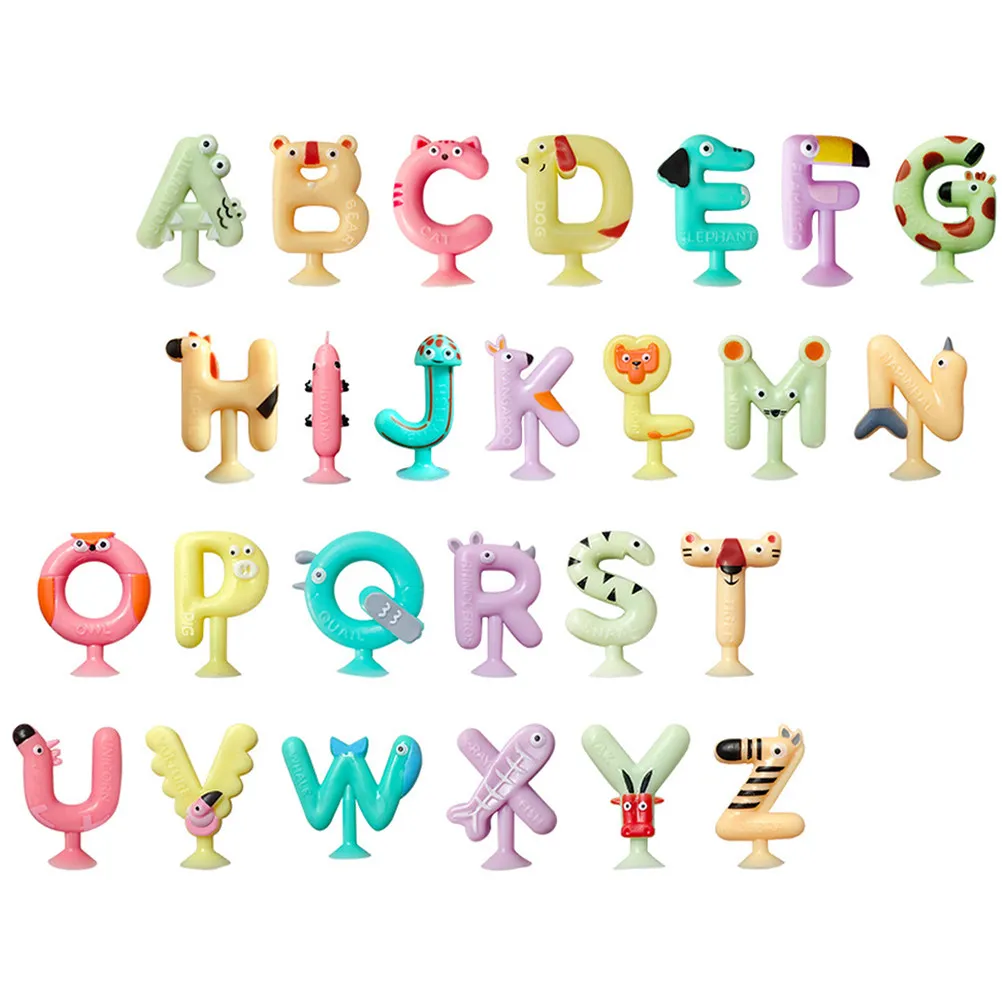 

26 Pcs Suction Cup Decompression Toy Cups Baby Bath Toys Kids Letters Alphabet Learning