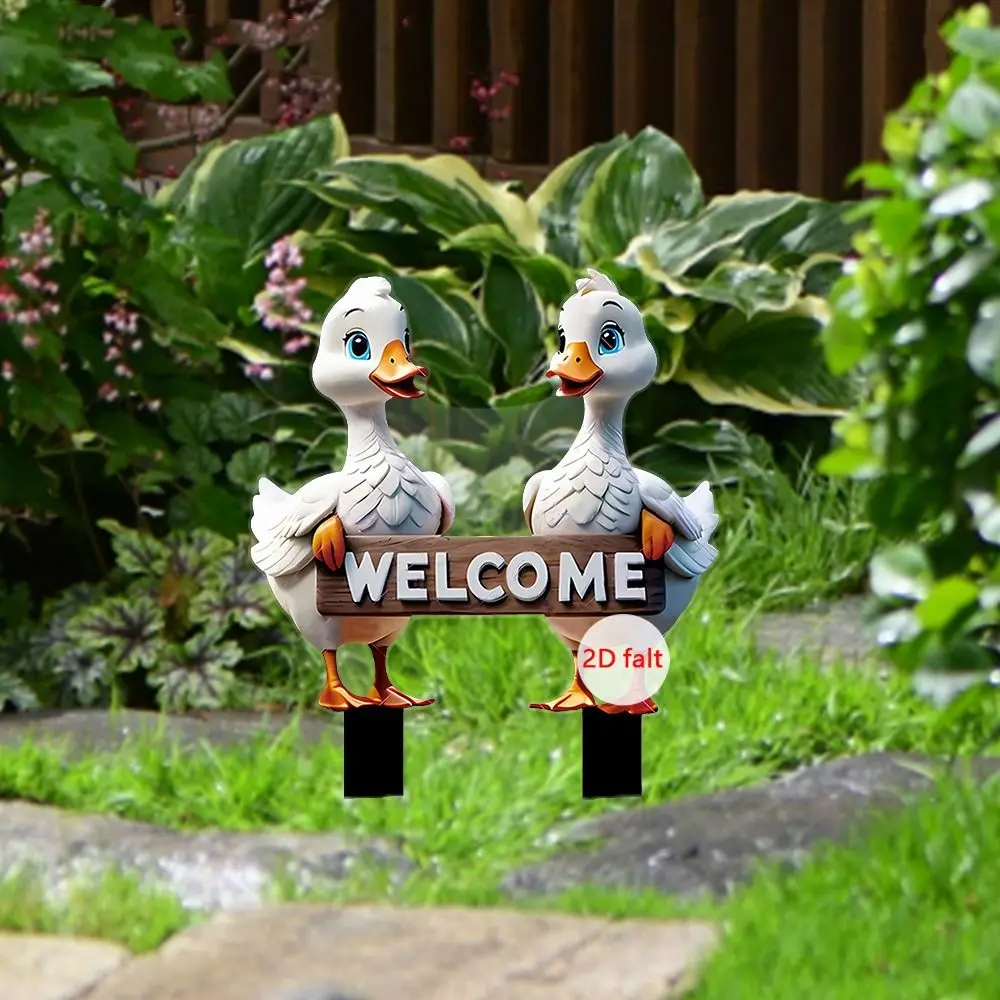 

Micro Landscapes Decoration Acrylic Duck Garden Pile Cute 2D Garden Floor Plugs Cartoon Waterproof Garden Stake Outdoor