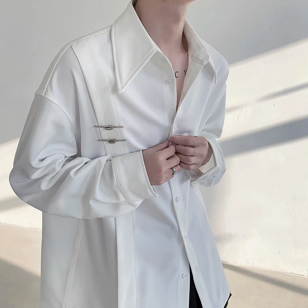 2026 Summer New Men's Deconstructed Long-Sleeve Shirt American Retro Fashion Trendy High Street Loose Casual Niche Men's Top