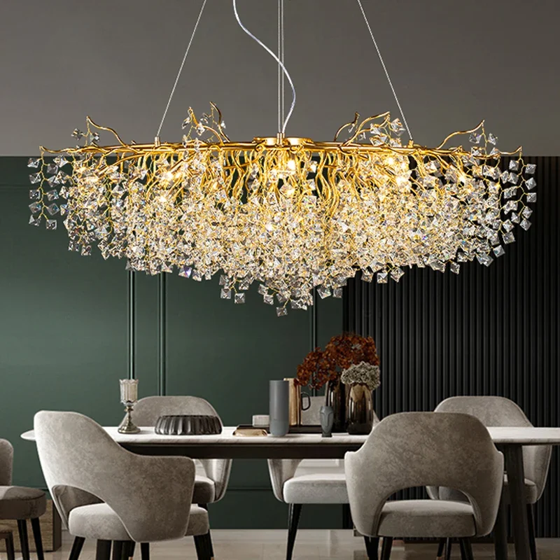 Luxury K9 Crystal Pendant Lights Modern Home Decoration Bedroom Dining Living Room Ceiling Chandelier Ring Led Lighting Fixtures