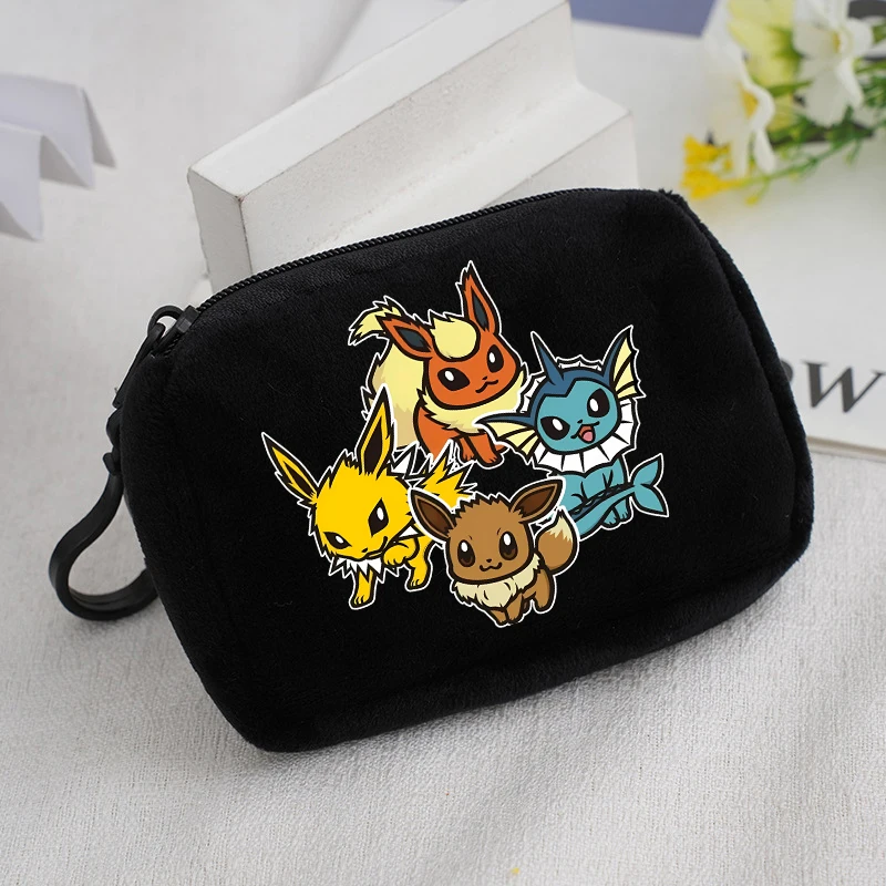 Pokemoned  Anime Coin Purse Girl Boy Mini Short Wallet Keychain Zipper Women Purse ID Card Rose Money Bag Small Makeup Bags Gift view 2