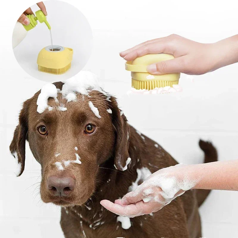 Dog Shampoo Brush Soft Silicone Pet Bath Massage Gloves Brush for Dog Cat Bathing Hair Pet Accessories