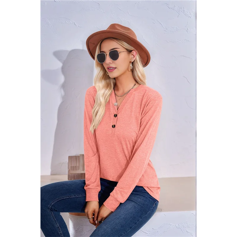 

ABRT-Womens Henley Tops Long Sleeve Shirts Thermal Pullover Casual Loose Fit Henley Neck Tunics