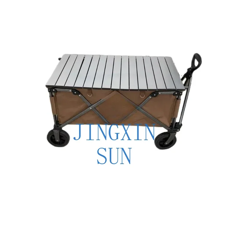 Camping Collapsible Folding Wagon Foldable Utility Cart with Table Cart