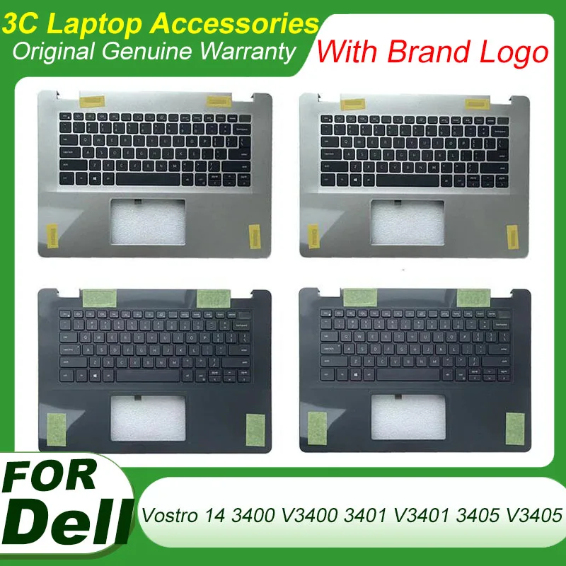 

New For DELL Vostro 14 3400 V3400 3401 V3401 3405 V3405 Laptop Palmrest Upper Cover with US English Keyboard Backlight Top Case