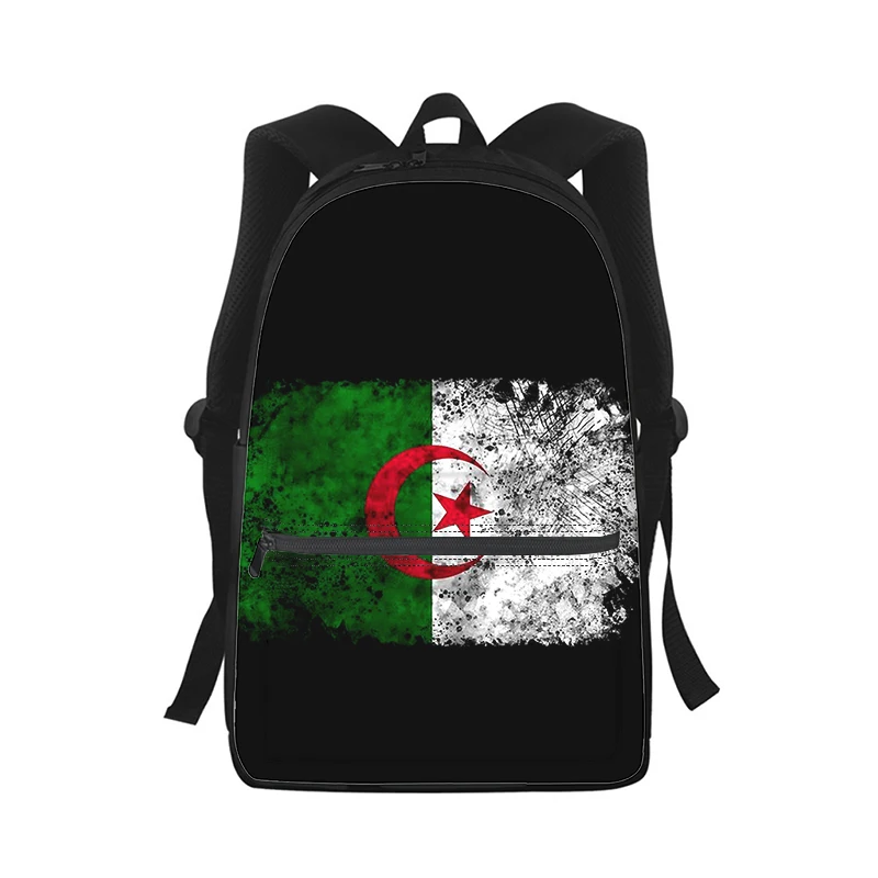 Mochila con estampado 3D de la bandera de Argelia para hombre y mujer, bolso escolar para estudiantes, mochila para ordenador portátil, bolso de hombro de viaje para niños