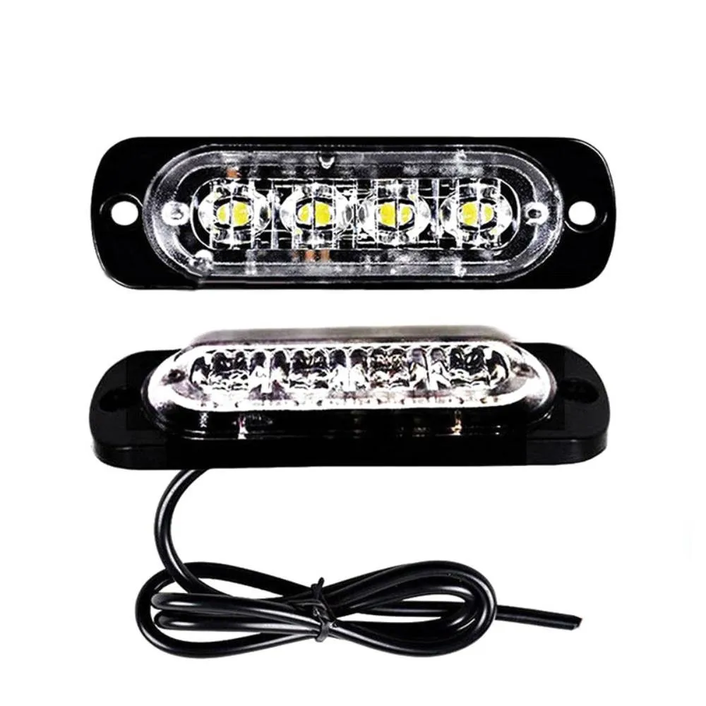 

12-24V 12W 4LED Yellow Truck Van Bar Off-road Car Urgent Warning Fog Light Lamp Car Urgent Light Car Accessories