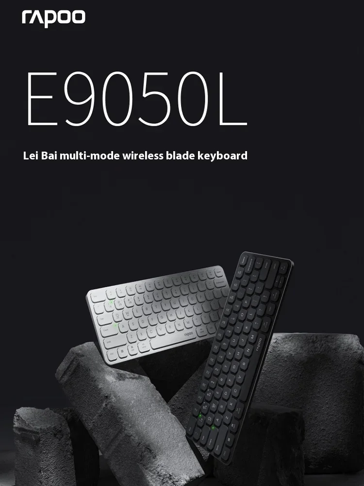 Rapoo E9050L Ultra-thin Wireless Membrane Keyboard Tri-mode Office Keyboards Buletooth Mute Long Endurance PC Accessory Gaming