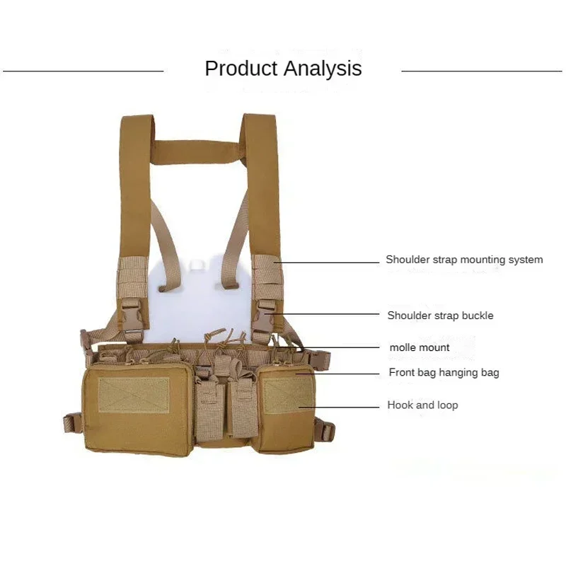 Molle Sistema Peito Rig para homens, colete tático, CS Match Militar Gear Pack, Magazine Pouch, coldre cintura, Nylon Swat