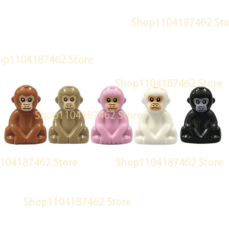 MOC Animal Building Blocks Forest Wildlife Monkey Alpaca Raccoon Seal Turtle Model Zoo Farm Accessories Educational Toy Gift H58