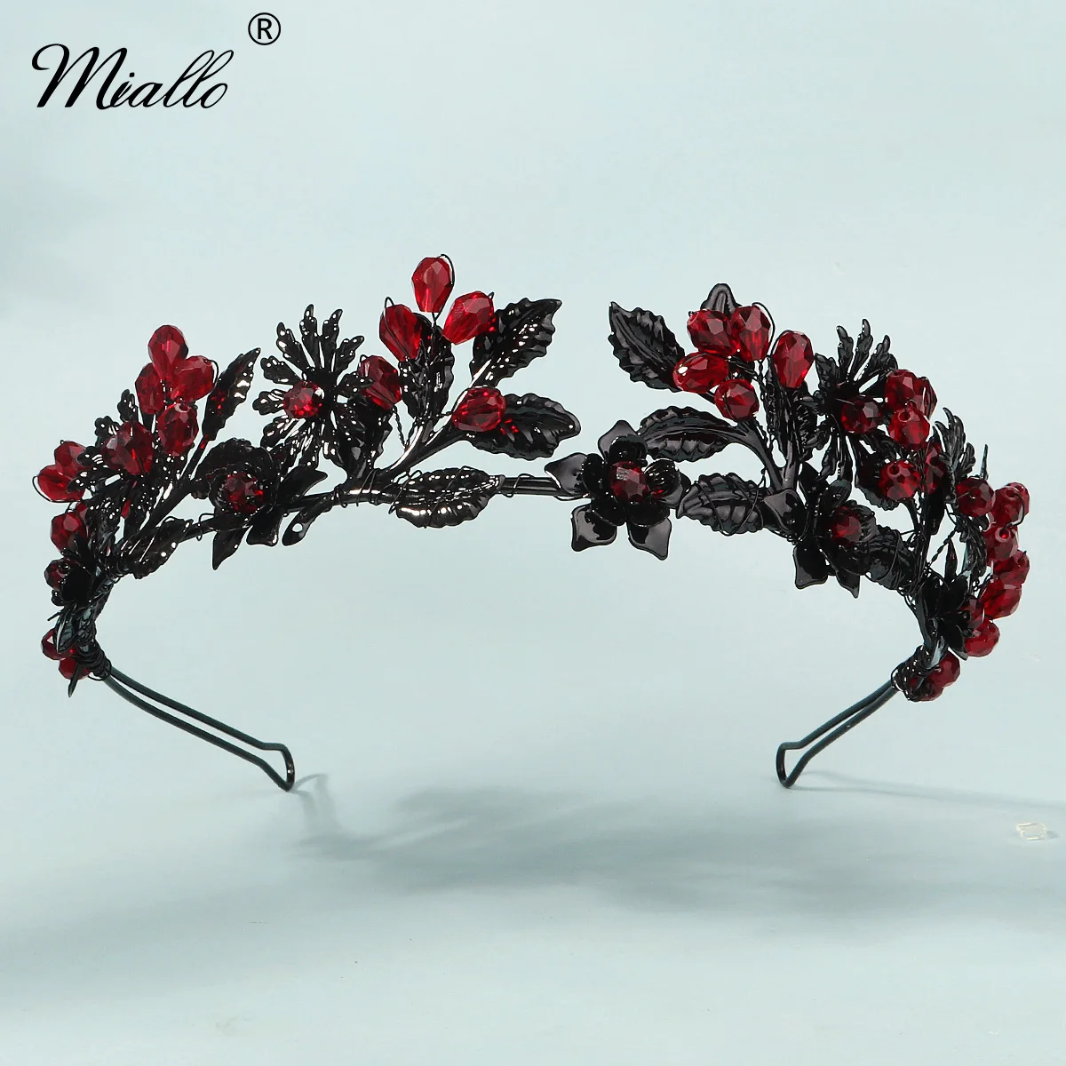 

Miallo Fashion Halloween Dark Handmade Crown Delicate Flower Princess Hairband Headpiece Handmade Beaded Party Prom Tiara