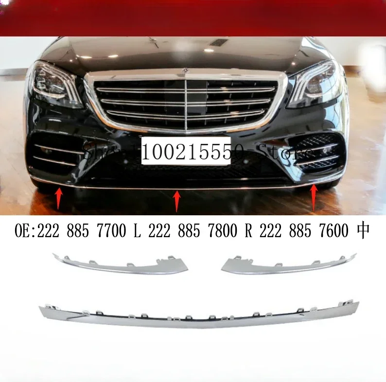 

Front Lower Bumper Chrome Molding Trim A2228857600 A2228857700 2228857800 For Mercedes S Class W222 S450L S500L 4MATIC 18-20