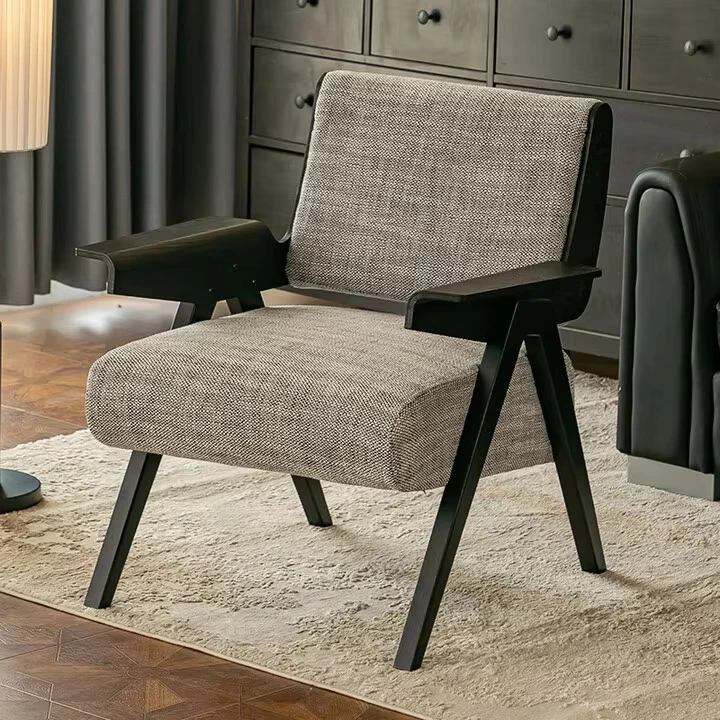 Single Sofa Chair Coffee Shop Coffee Table And Outdoor Fabric Lounge Modern Wood