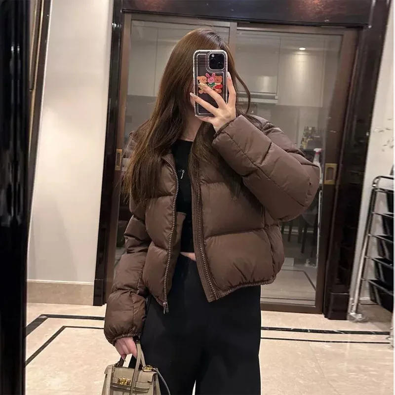 Fashion Women Down Jackets 2026 New Female Stand Collar Puffer Jacket Casual Loose Hooded Parkas Coat Women Winter Jacket