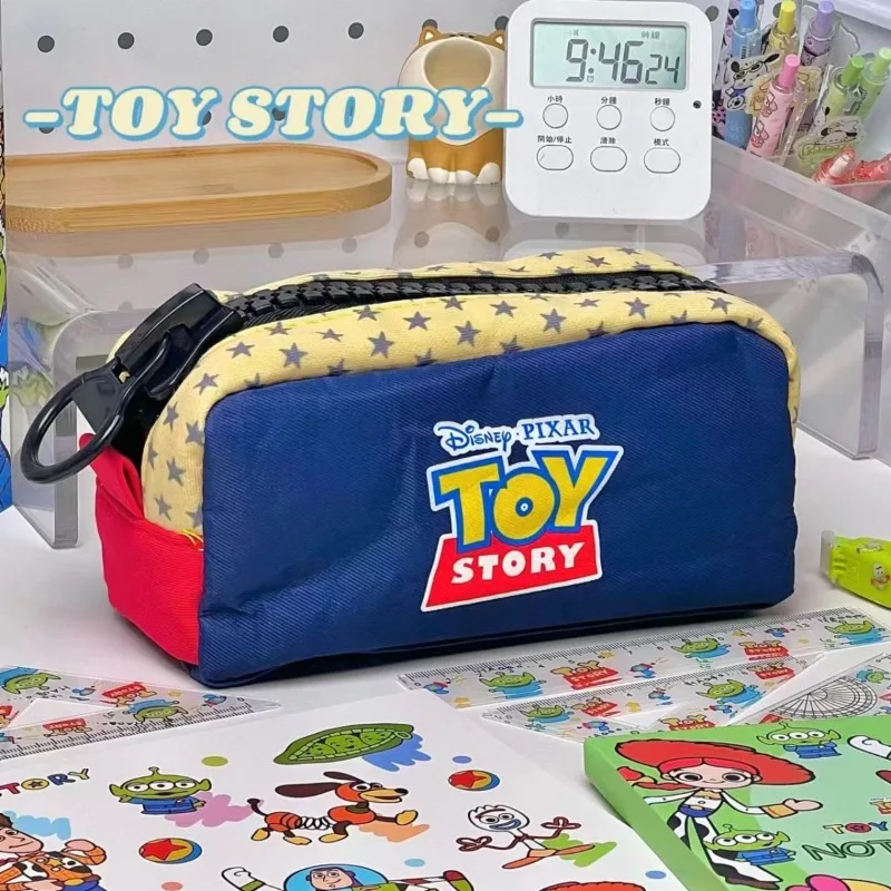 Disney Toy Story Alien Pencil Bag Cartoon Anime Large Zip Stationery Bags Student Large Capacity Canvas Pen Case Storage Pouch