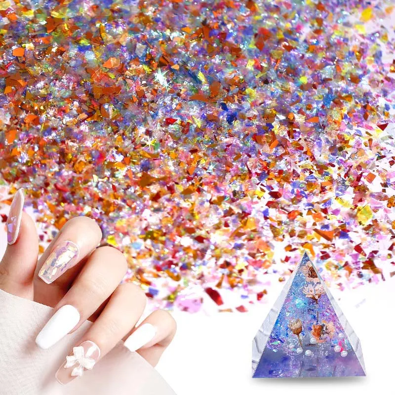 17 Colors Nail Sequins Iridescent Mylar Flakes Chunky Glitters Irregular Shell Paper For Epoxy Resin Crafts Nail Art Decorations