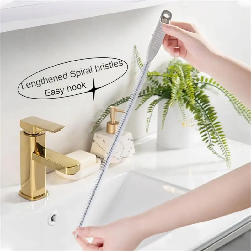 1Pcs Pipe Dredging Spiral Brush Sink Drain Overflow Cleaning Brushes Bathroom Sewer Hair Catcher Clog Plug Hole Remover Tool