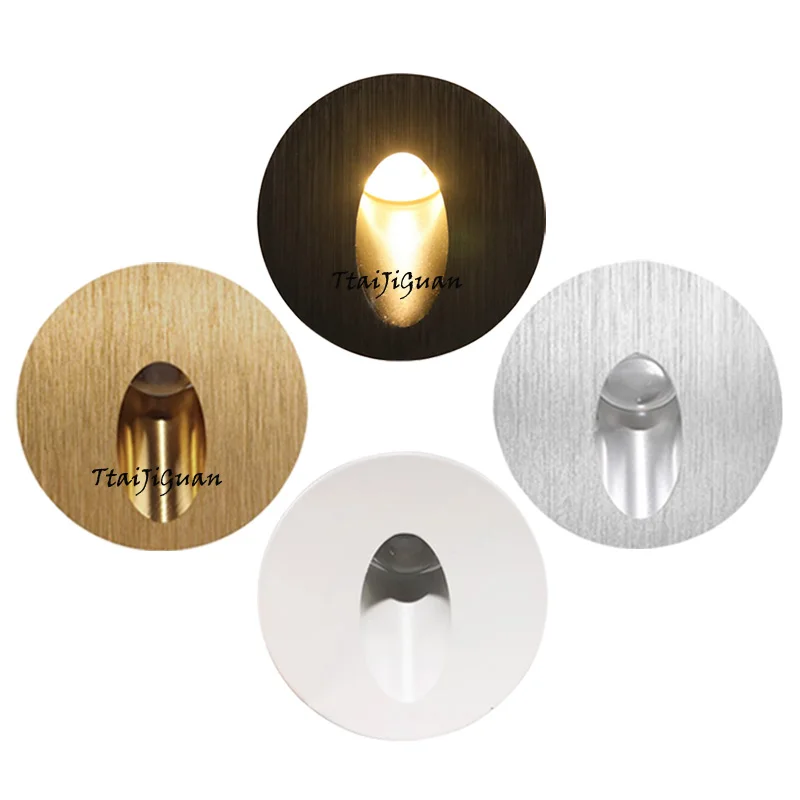 

Светодиодный круглый настенный светильник для лестниц 1W/3W, алюминиевый встраиваемый светильник для ступеней, угловой светильник для дорожек, AC85-265V/DC12V