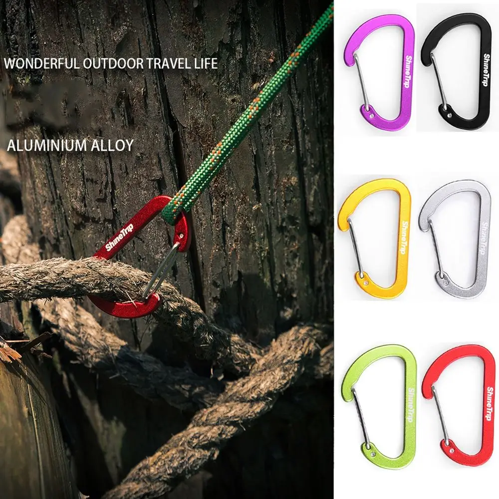 High Quality Multicolor Aluminium Safety Climbing Button Alloy Carabiner Buckle Keychain Camping Hiking Hook