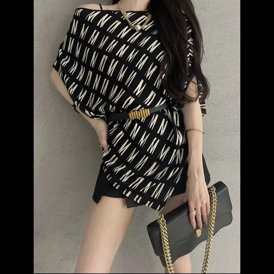 قميص نسائي مخطط أنيق موضة الصيف بدون أكتاف فضفاض #4