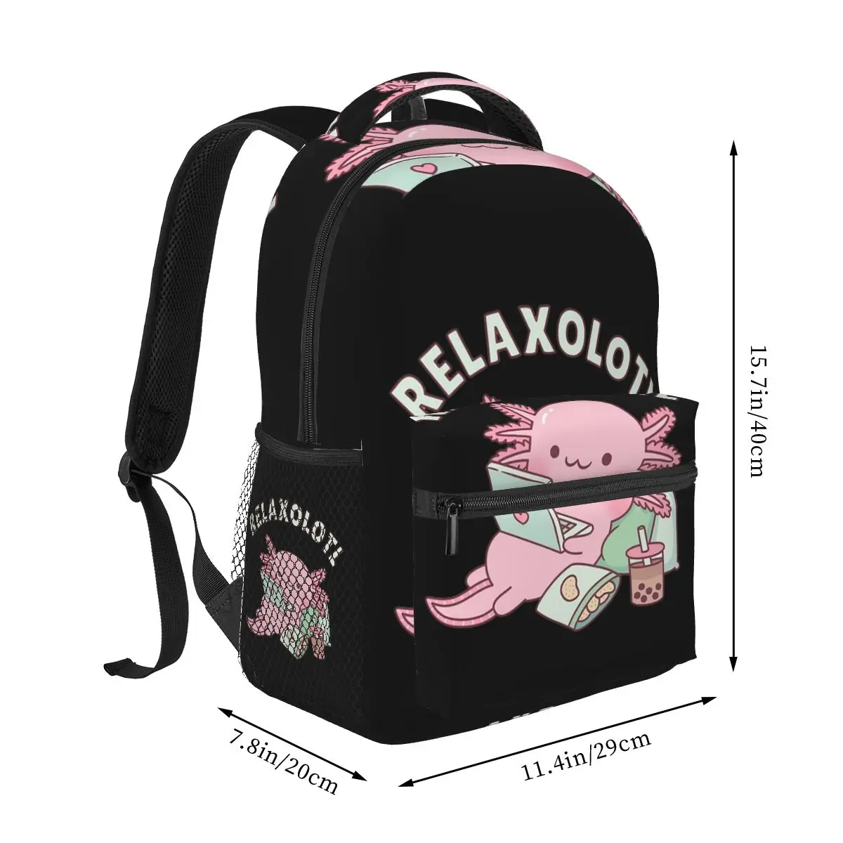 Cute Relax A Lot Axolotl Funny Pun Backpacks Boys Girls Bookbag Students School Bags Cartoon Kids Rucksack Shoulder Bag