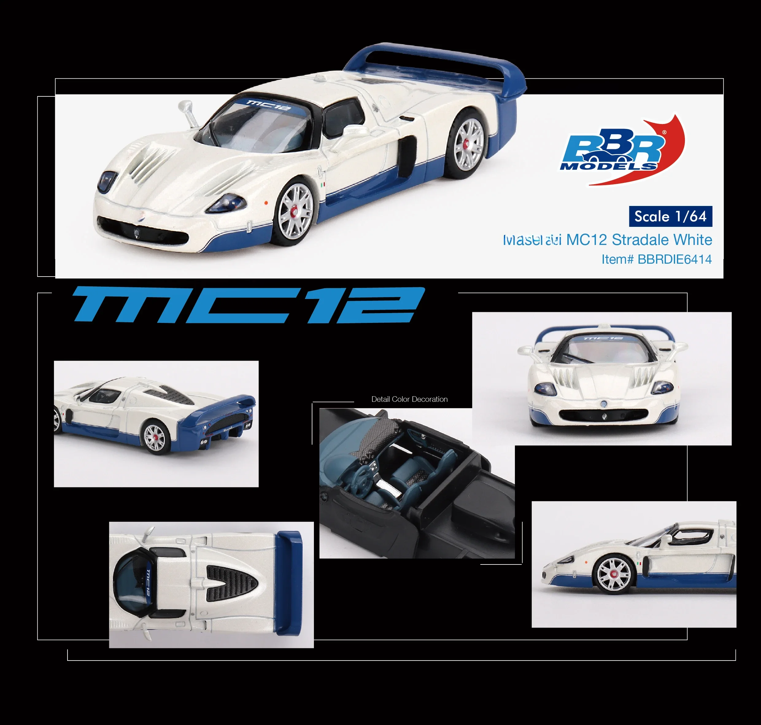 

**Pre-order ** BBR 1:64 MC12 Stradale White Diecast Model Car