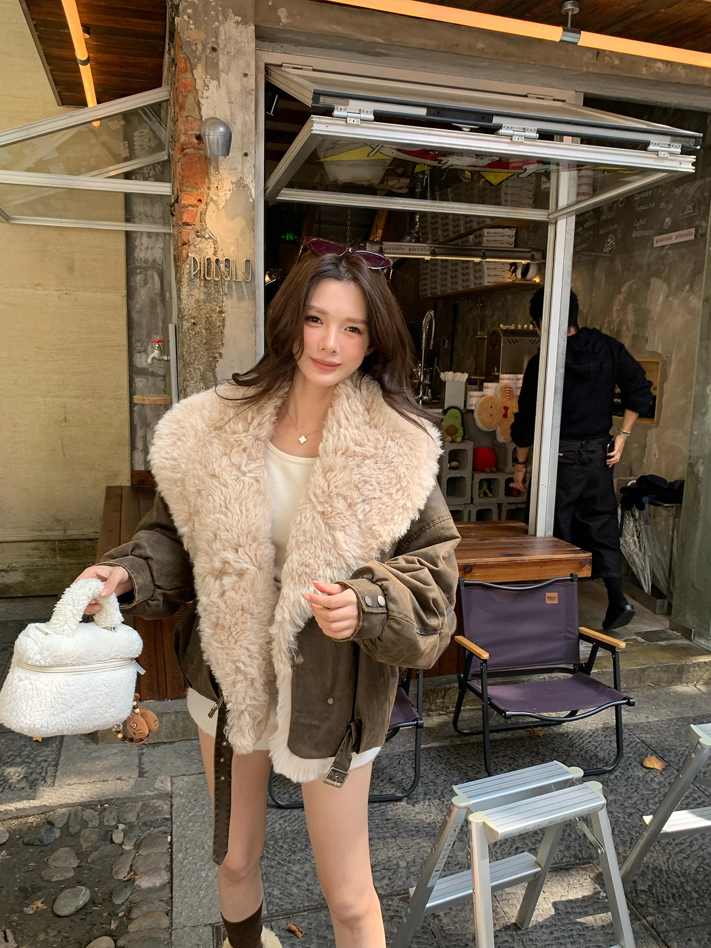 

Женская парка Lora Miss European Sle из шерсти и меха с гусиным пухом, теплая, простая, с длинными рукавами, на молнии